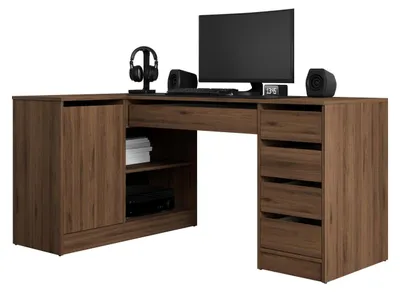 Produktbild von MIRJAN24 Eckschreibtisch / Schminktisch Ada, Elegante Kosmetiktisch, Frisiertisch, Modern Schlafzimmer (Nuss Okapi)