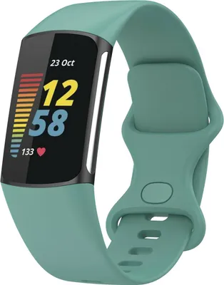 Produktbild von Silikon-Smartwatch-Armband – Passend für Fitbit Charge 5 / Fitbit Charge 6 – Tannengrün – Strap-it Uhrenarmband / Armband / Armband – Größe: S