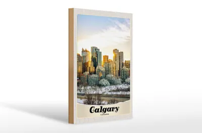 Produktbild von Holzschild Reise 20x30cm Calgary Kanada Europa Urlaub Schnee