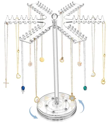 Image de Organisateur de colliers rotatif en acrylique - Présentoir à bijoux rotatif à 360°
