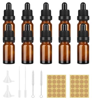 10 Pipettenflaschen 10 ml, braunes Glas, für Öle & Aromatherapie