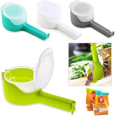 Produktbild von 4er Set blauer Kunststoff Verschlussklips für Küche, Schraubverschlussklips für Lebensmittel, Küchenorganisation, Schraubverschlussklips, ideal für Küchenopslag.