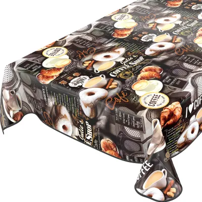 Produktbild von Tischdecke Wachstuch Essen Schwarz Robust Wasserabweisend Breite 140 cm Länge 240 cm