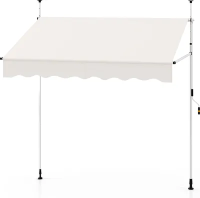 Immagine prodotto di COSTWAY tenda da sole a morsetto 200 cm, tenda da sole per balconi senza foratura con manovella, tenda da sole protezione solare regolabile in altezza resistente ai raggi UV bianco