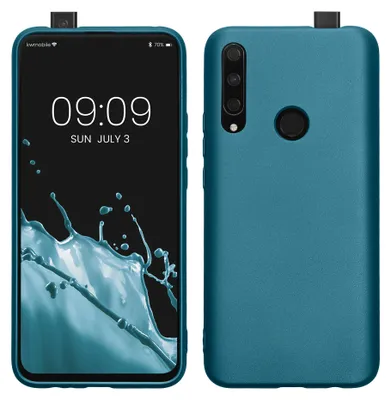 Produktbild von kwmobile Handyhülle für HONOR 9X (EU-Version) Hülle - Silikon Case metallisch schimmernd - Schutzhülle Cover - Metallic Karibikblau