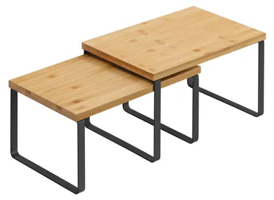 Obrázek produktu pro Dvoupatrová sada organizérů na koření – bambus a kov – 29,7 x 19,5 x 15,5 cm