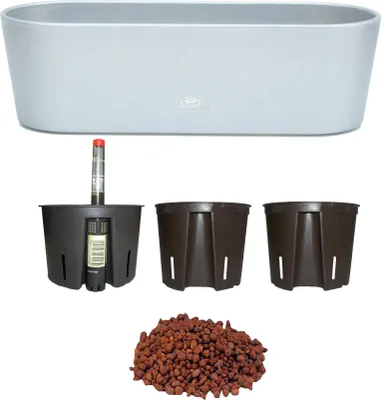 Produktbild von Set6 6 teilig Kunststoff Flori Pflanzschale silber für Hydrokultur L 51.0 cm B 18.5 cm H 15.0 cm