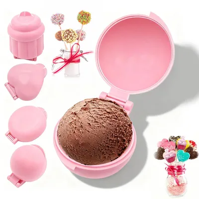Cake-Pop-Formen-Set, 4 Stück, Herz, rund, Scheibe, Cupcake, Silikon