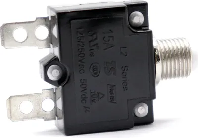 Productafbeelding van AC 125/250 V, 15 A, thermische schakelaar met resetfunctie. Overbelastingsbeveiliging en vermogensschakelaarbeveiliging