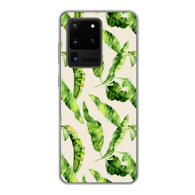 Produktbild von MuchoWow® Handyhülle Schutzhülle Hülle für Samsung Galaxy S20 Ultra Blatt - Tropisch - Muster Silikon Softcase Handy Hülle - Karteninhaber