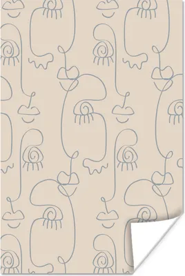 Produktbild von MuchoWow® Poster Pastell - Minimalismus - Linienkunst 120x180 cm - Kunstposter
