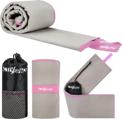 Immagine prodotto di Asciugamano in microfibra ad asciugatura rapida 130x75cm piccolo - grigio+rosa