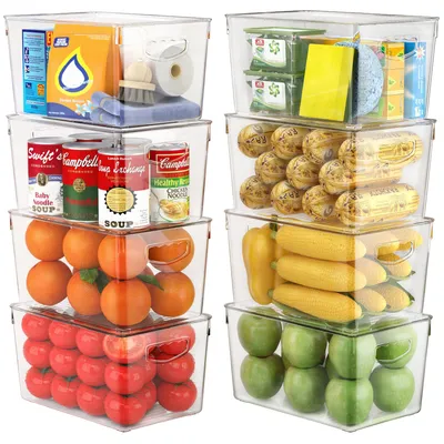 8 durchsichtige Aufbewahrungsboxen mit Deckeln, stapelbar, 29,5x19,3x36,5 cm