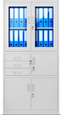 Produktbild von Aktenschrank C018S Büroschrank Metallschrank Tresor Safe Geheimfach Schubladen Pulverbeschichtung 185 cm x 90 cm x 40 cm (H x B x T), Farbe: Grau