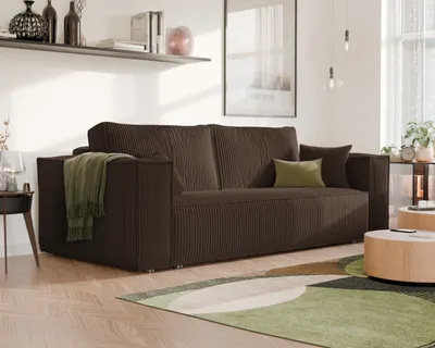 Produktbild von Freistehendes Polstersofa BALI mit Schlaffunktion und Stauraum Schlafsofa Wohnzimmer modernen Sofa Moderner Cordstoff Braun