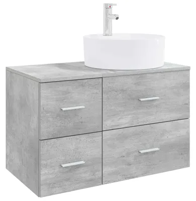 Produktbild von Badezimmermöbel-Set 2 stk. Betongrau Holzwerkstoff