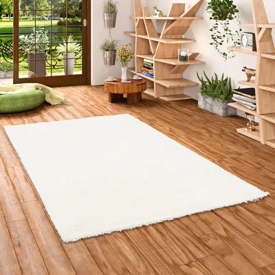 Produktbild von Hochflor Langflor Shaggy Teppich Aloha Weiß, Größe:140x200 cm