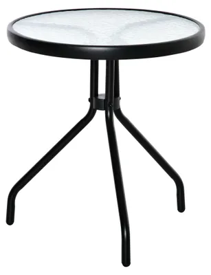 Produktbild von Beistelltisch Garten wetterfester Gartentisch mit Glastischplatte, Balkontisch aus Metall Ø50x55H cm