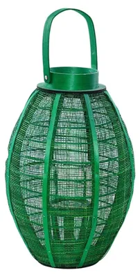 Image de Lanterne en paille verte, Ø12H42 cm