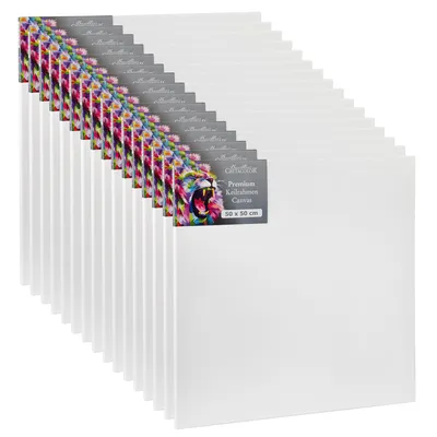 Obrázok produktu pre Cretacolor napnuté plátno 50 x 50 cm – 16 ks – sada plátien – prémiové maliarske plátno na drevenom ráme – bavlnené plátno pre akryl, olej a zmiešané techniky