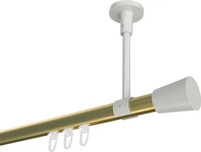 Produktbild von Interdeco Innenlaufstange / Gardinenstange mit Innenlauf Messing-Optik / Weiß, Typ Sonette Sitra (Konus) Deckenmontage, 20 mm Ø 1-läufig, 160 cm