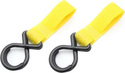 Produktbild von CHPN – Kinderwagenhaken – 2 Stück – Gelb – Taschenhaken – Taschenaufhänger – Buggy-Haken – Zubehör für Kinderwagen – Hakentasche – Buggy