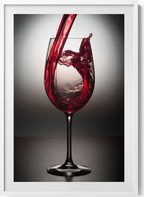 Produktbild von Ein Glas Wein– Wandbild mit Rahmen – Gerahmtes Bild  – Wanddekoration – 70x100 cm –  Weiß Rahmen