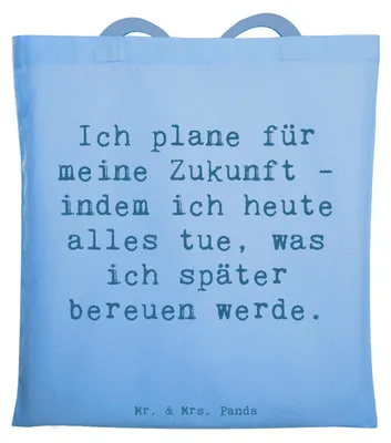 Produktbild von Mr. & Mrs. Panda Einkaufstasche Spruch Lebensziele und Abenteuer - Sky Blue - Geschenk, Motivation, Lebensweisheit, Tote Bag, Shopping Tasche, Ziele setzen, totebag