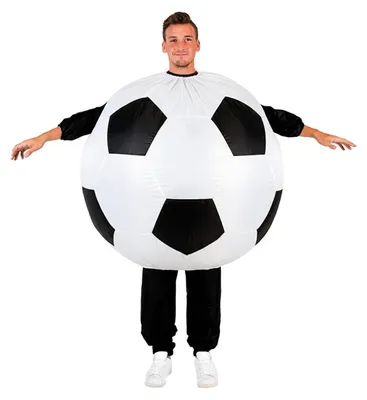 Produktbild von AirSuit® Aufblasbares Kostüm Fußball Soccer | Ausgefallenes Auflbaskostüm | | Größe 160 bis 190cm | Polyester | Angenehm tragbar | Re