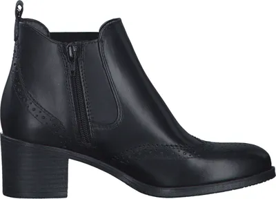 Produktbild von Tamaris Damen Chelsea Boot Stiefelette Leder Budapester Lochmuster Blockabsatz 1-25301-43, Größe:41 EU, Farbe:Schwarz