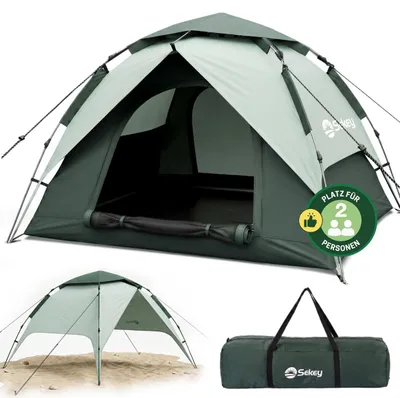 Produktbild von Sekey Kuppelzelt 2 Personen Pop Up Campingzelt Wasserdicht PU3000+ mit Hydraulik-System UPF50+ Sonnenschutz