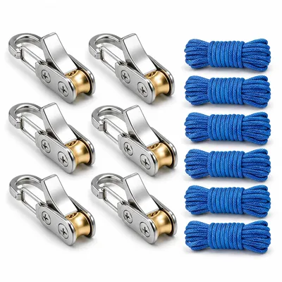 Produktbild von Outdoor Zelt Abspannset 6 Stück, Seilspanner mit Haken + 3m Leinen, knotenfrei, windstabil für Camping Zelt & Tarp