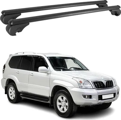 Image de Barres de toit Transversales pour Toyota Land Cruiser 2003-2007 Aluminium Noir