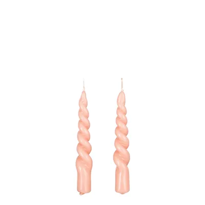 Obrázek produktu pro Slídové dekorace Twist Candle - sada 2 ks - H15 cm - růžová, lesklá