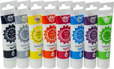 Produktbild von AOS Set | Rainbow Dust Lebensmittelfarbe Pro-Gel 8er Set | 8 intensive Farben a 25g | hochkonzentrierte Gel-Farbe | Tortendeko Backzubehör