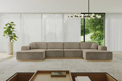 Produktbild von ALTDECOR Ecksofa in U-Form IREA-U2-v2 386x165x80 cm Braun Corner Sofa Bett Eckcouch Couch L-Form Wohnlandschaft Cauchsofa