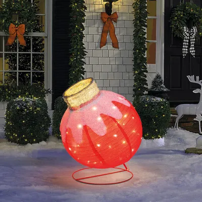 Productafbeelding van Kerstverlichting met stekker – Grote lichtbol XL 83 x 60 cm – Geschikt voor binnen- en overdekte buitenruimtes - Rood – Warmwitte LED's + Afstandsbediening
