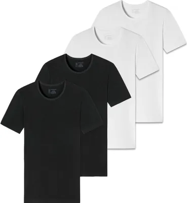 Produktbild von SCHIESSER Herren T-Shirt 4er Pack - Serie "95/5", Rundhals, S-XXL Schwarz/Weiß S