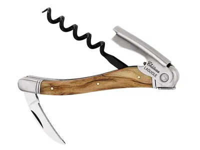 Produktbild von Laguiole-Kellnermesser, Stahl 440, Olivenholz, Lederetui,