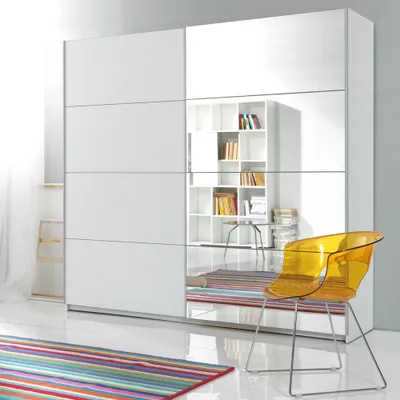 Produktbild von Kleiderschrank mit Schwebetüren BIRMINGHAM-83 in weiß, B/H/T: ca. 221/210/61 cm
