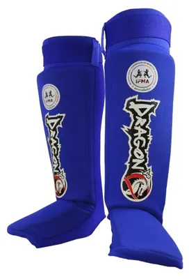 Produktbild von DragonDo 40610 IFMA Approved Neopren Schienbeinschützer & Spannschutz - Professioneller Muay Thai & Kickboxen Beinschutz - rutschfest, Stoßfest & Offizielle Wettkampfqualität (Blau, M)