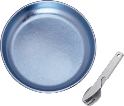 Produktbild von Campingteller mit 3-teiligem Set, integriertem Geschirr, Titanteller, Grillteller, Campingteller aus Metall, Salatteller, ultraleichtes Ess-Set fš¹r den Au?enbereich