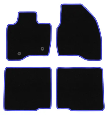 Zdjęcie produktu dla Dywaniki samochodowe welurowe CARLUX-BLUE do: Ford Explorer MK5 (2010-2019, SUV) czarne z niebieskim obszyciem, z mocowaniami