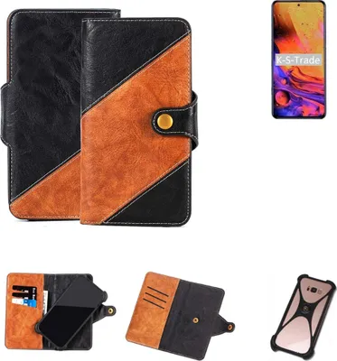 Produktbild von K-S-Trade Handyhülle Schutzhülle Bookstyle Case Wallet-Case kompatibel mit ZTE Axon 30 Pro Handy Cover Bumper Klapphülle schwarz hellbraun 1x