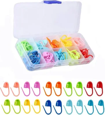 Produktbild von Stich Marker, Pack von 120 Strick Stich Marker, 10 Farben, Häkeln Stich Marker, Verriegelung Stich mit Aufbewahrungsbox, für Stricken, Häkeln oder Handwerk