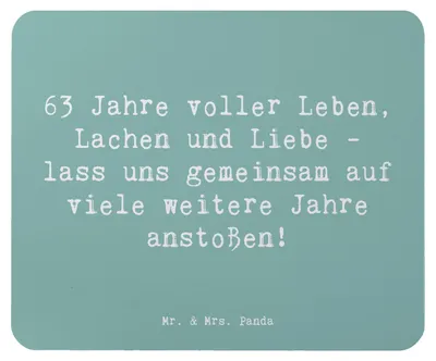 Produktbild von Mr. & Mrs. Panda Mousepad Spruch 63. Geburtstag Freude - Meeresbrise - Geschenk, computer, Mauspad, feiern, Geburtstagsgeschenk, Mouse Pad, mausteppich, wertvolle Zeit