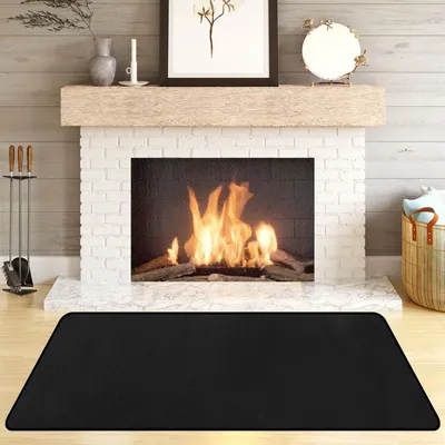 Productafbeelding van Vuurvaste Haardmat - 81 x 152 cm - Zwart