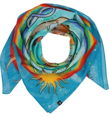 Fraas Tuch "Tiere aus aller Welt" in Seidenmischung 633037 in blau