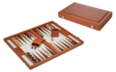 Immagine prodotto di Gioco da tavolo classico di backgammon Philos, grande, in Pelle finta marrone