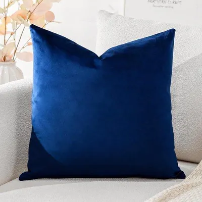 Produktbild von Ibenzoa® Samt-Kissenbezug 40 x 40 cm – elegante Kissenhülle für Dekokissen, marineblau, 1 Stück ohne Füllung, mit verdecktem Reißverschluss